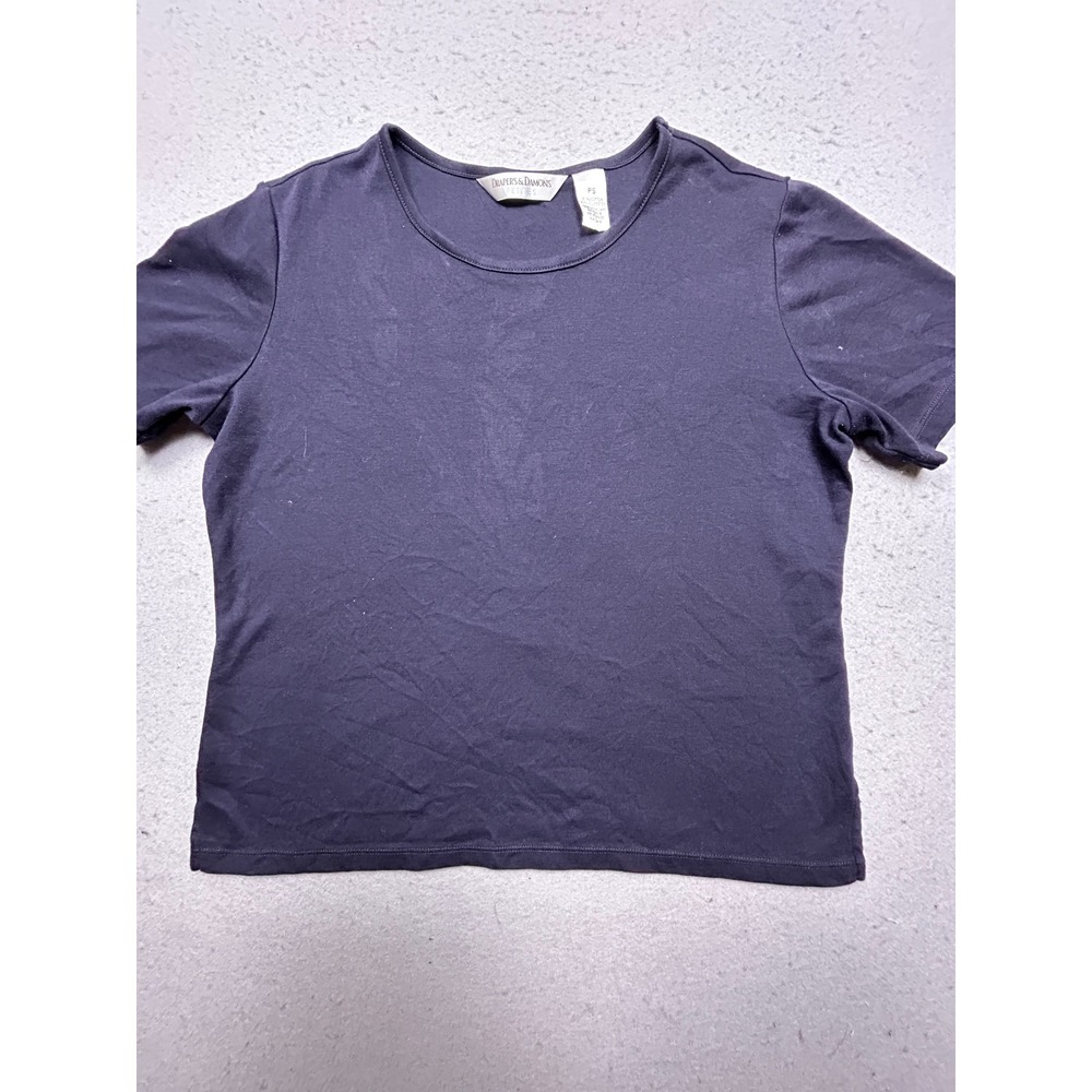 Drapers & Damons Top Cotton Polyester Navy Blue PS Womens